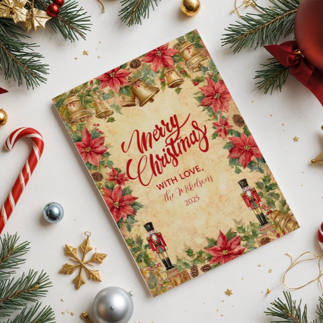 Cartão De Festividades Nutcracker Poinsettia Natal (Criador carregado)