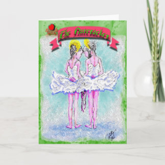 Cartão De Festividades Nutcracker-Two Young Ballerinas Talking-341