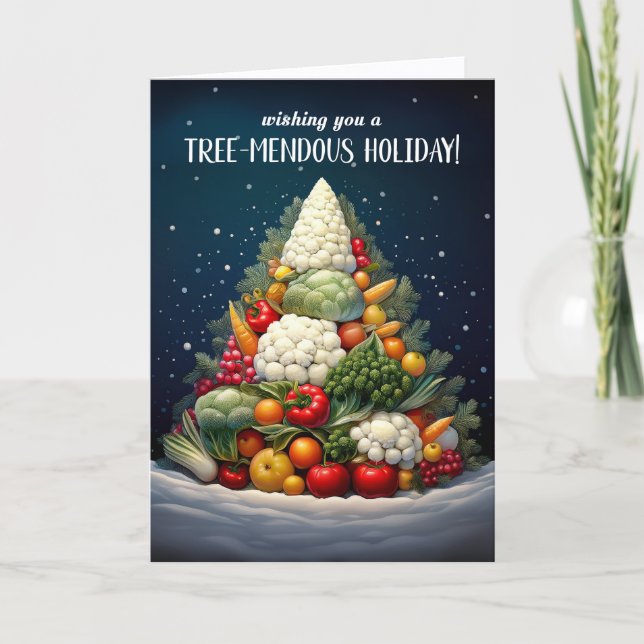 Cartão De Festividades Nutrition Themed Fruit Vegetable Christmas Tree (Frente)