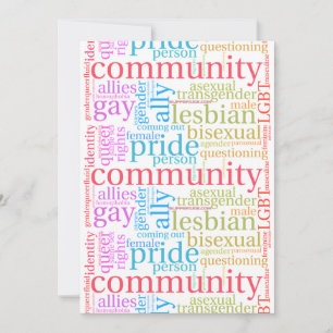 Cartão De Festividades nuvem de palavras da comunidade arco-íris LGBTQ+ d