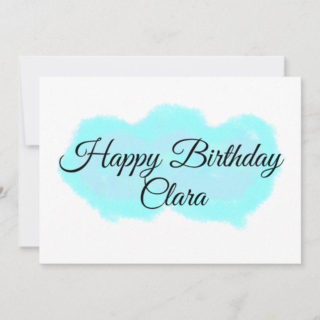 Cartão De Festividades Nuvens verdes azuis pastel feliz aniversário moder (Frente)