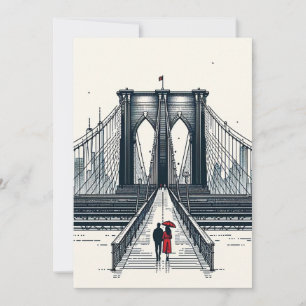 Cartão De Festividades NYC Amor Vibe - Moderno Dia dos Namorados Ponte de