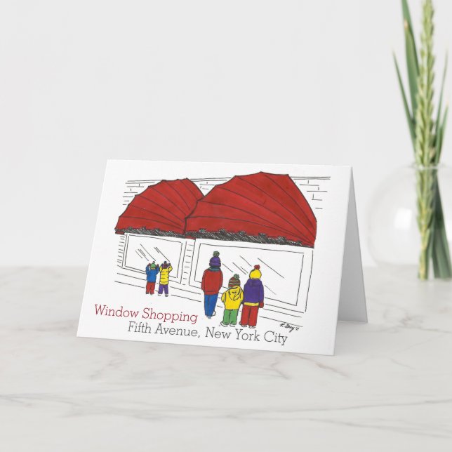 Cartão De Festividades NYC Holiday Window Comprando Nova York Natal NYC (Frente)