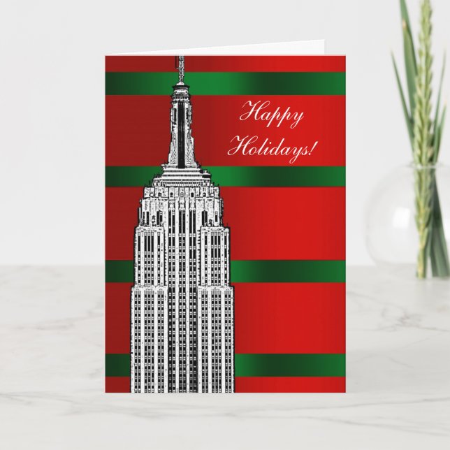 Cartão De Festividades NYC Skyline Etched Empire State Bldg Christmas 2 (Frente)