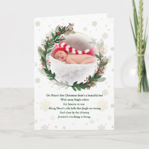 Cartão De Festividades O 1º Natal da Sobrinha com o Nome do Bebê
