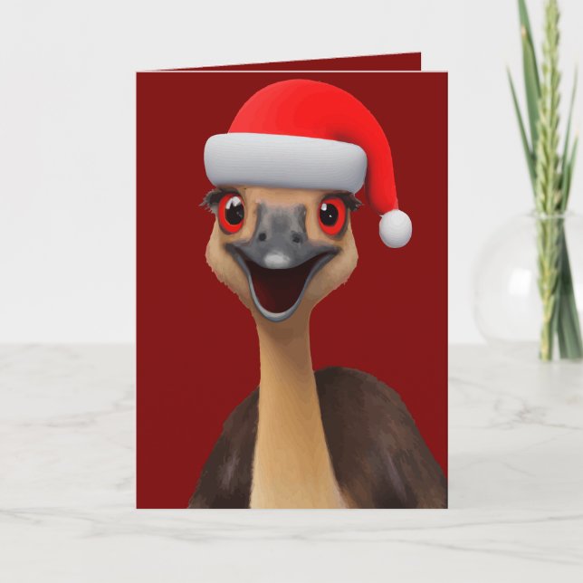 Cartão De Festividades O ajudante australiano do Papai Noel - Emu de Nata (Frente)