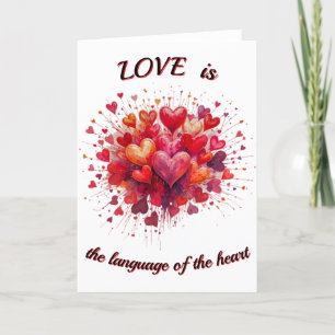 Cartão De Festividades O amor é a linguagem do coração, Dia dos Namorados