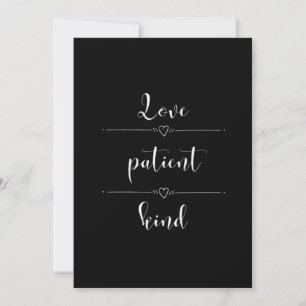 Cartão De Festividades O Amor É Paciente Design Mínimo e Sincero