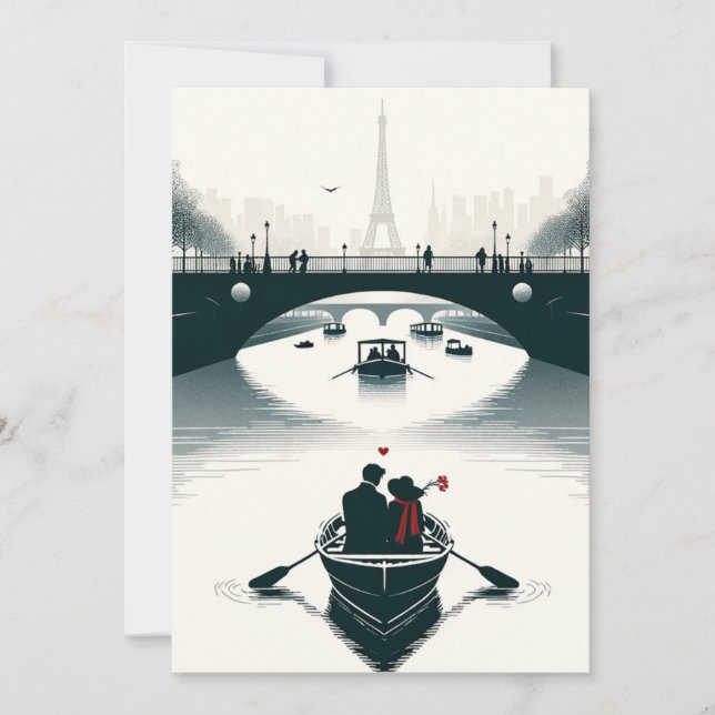 Cartão De Festividades O Amor Floresce em Paris (Frente)