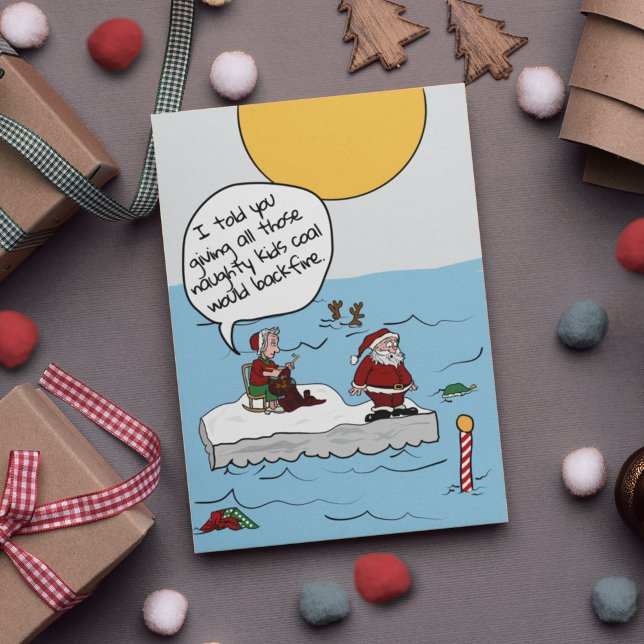 Cartão De Festividades O aquecimento global Santas Mudanças climáticas Na (Criador carregado)