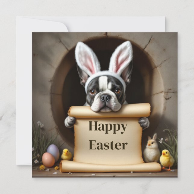 Cartão De Festividades O Bulldog Francês e a mensagem (Frente)