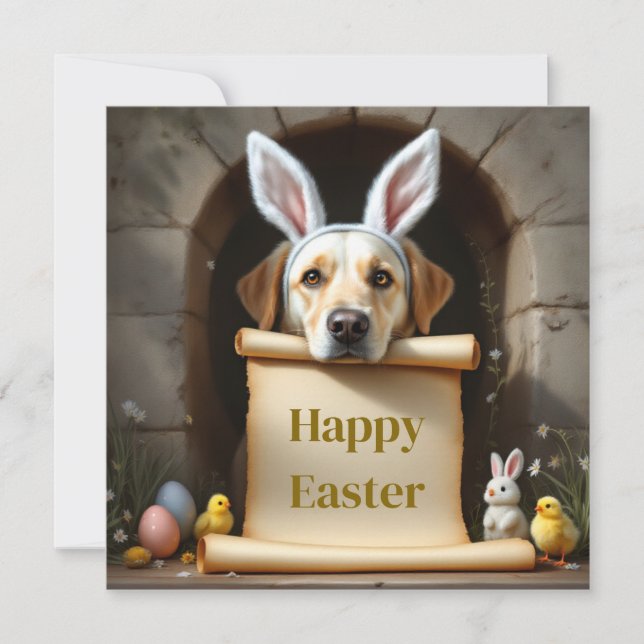 Cartão De Festividades O cão labrador e a mensagem (Frente)