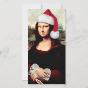 Cartão De Festividades O Chapéu Natal de Mona Lisa