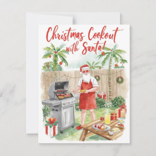 Cartão De Festividades O Churrasco de Natal do Papai Noel – Aquarela Mode