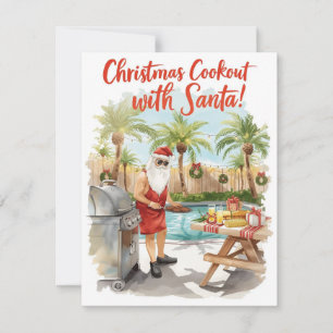 Cartão De Festividades O Churrasco de Natal do Papai Noel – Aquarela Mode