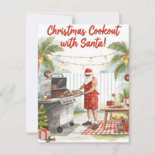 Cartão De Festividades O Churrasco de Natal do Papai Noel – Aquarela Mode