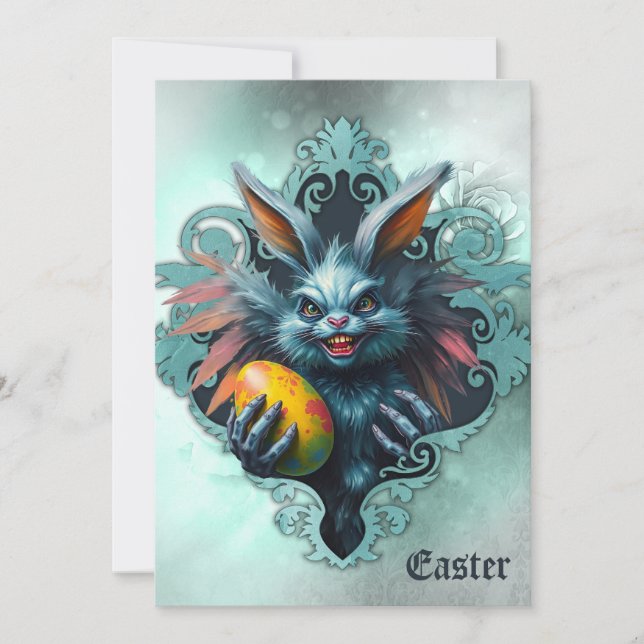 Cartão De Festividades O coelho Páscoa assustador (Frente)