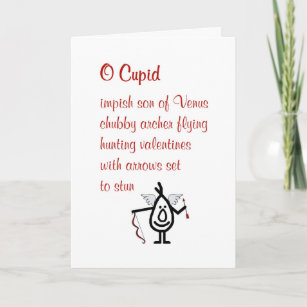 Cartão De Festividades O Cupido - um poema engraçado para o seu namorados