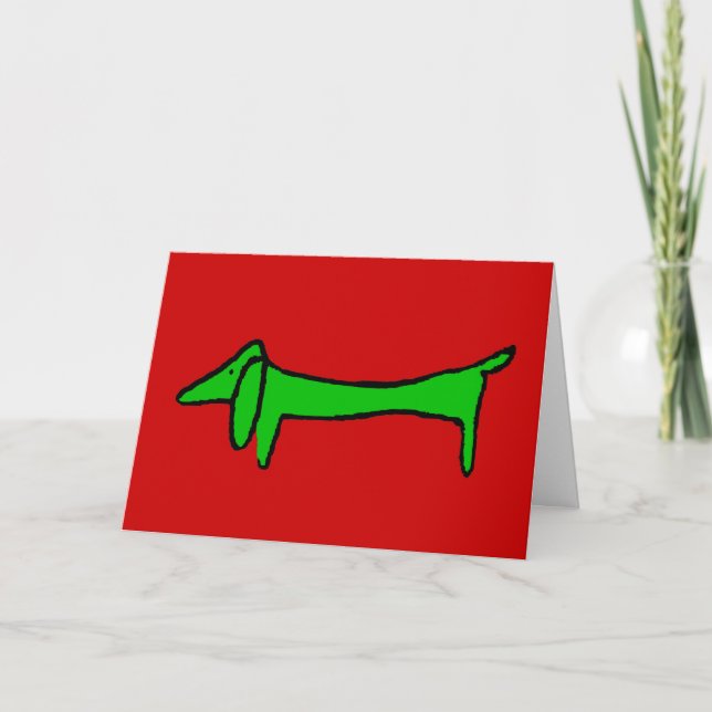 Cartão De Festividades O Dachshund para o Natal (Frente)