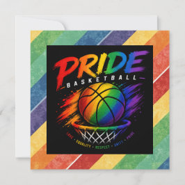 Cartão De Festividades O Design Temático Arco-íris do Basquete Pride