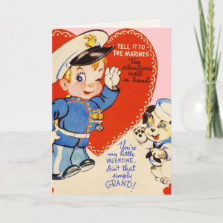 Cartão De Festividades O dia dos namorados militar retro dos E.U. caçoa o