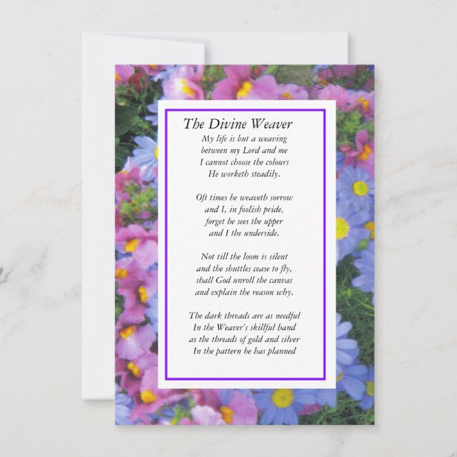 Cartão De Festividades O Divino Weaver com roxo ( Americano). (Frente)