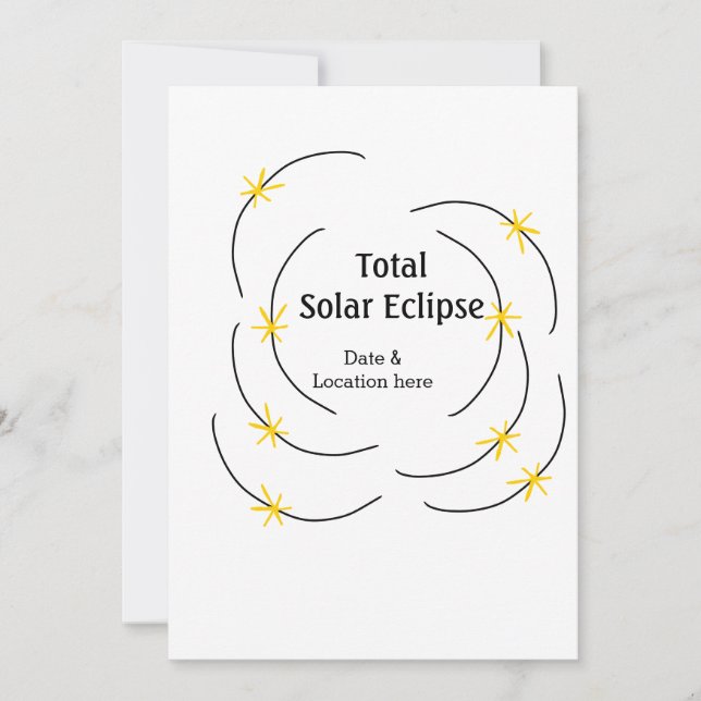 Cartão De Festividades O eclipse solar total adiciona data local metade d (Frente)