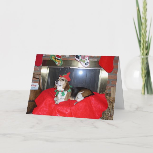 Cartão De Festividades O Elf do Beagle Christmas (Frente)