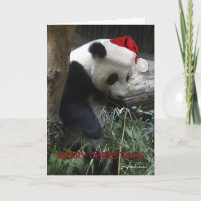 Cartão De Festividades O feliz ano novo da panda do Feliz Natal! (Frente)