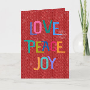 Cartão De Festividades O Feriado de Joy PEACE do AMOR deseja texto colori