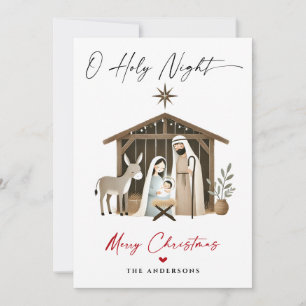 Cartão De Festividades O Foto da Santa Noite da Cena de Natal