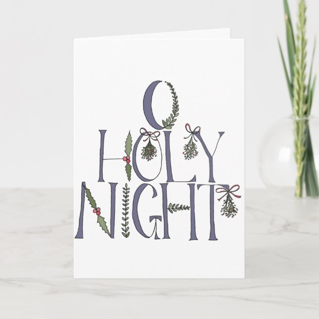 Cartão De Festividades O Holy Night Illustrated Christmas Card (Frente)