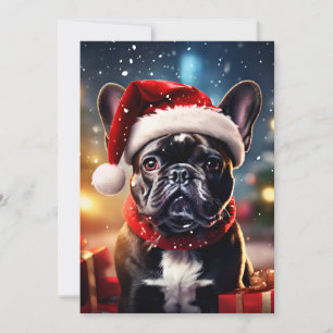 Cartão De Festividades O Instantâneo de Natal do Bulldog Francês