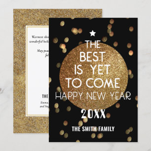 Cartão De Festividades O Melhor Ainda É Vir Um Dourado Bokeh Festivo