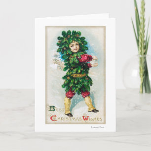 Cartão De Festividades O melhor Natal deseja o homem no casaco verde