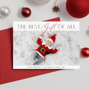 Cartão De Festividades O melhor presente da primeira foto de Natal do beb