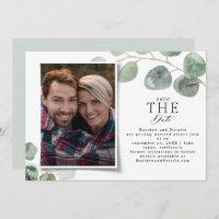 O moderno eucalipto fotoelegante salva a data