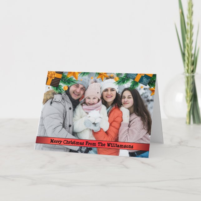 Cartão De Festividades O Natal Apresenta Foto da Imagem de Pine Boughs (Frente)