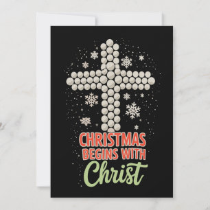 Cartão De Festividades O Natal Começa Com Cristo Neve Cristã Xmas