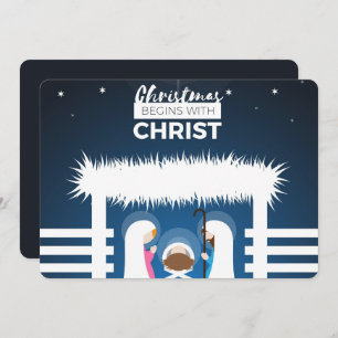 Cartão De Festividades O Natal começa com o Cristo