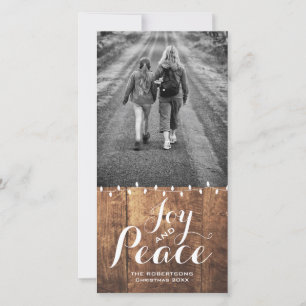 Cartão De Festividades O Natal da paz da alegria deseja as luzes v2 da