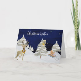 Cartão De Festividades O Natal deseja animais bonitos da aguarela no