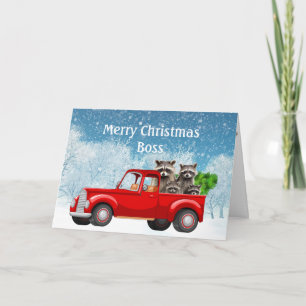 Cartão De Festividades O Natal Deseja Que Chefe Chegue Com Uma Coca-Cola