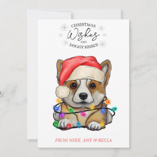 Cartão De Festividades O Natal Deseja Que O Cachorro Pupado Beija Pet Cuj