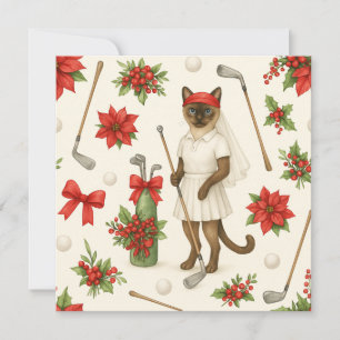 Cartão De Festividades O Natal do Golf temia para a Mulher Gato Golfer