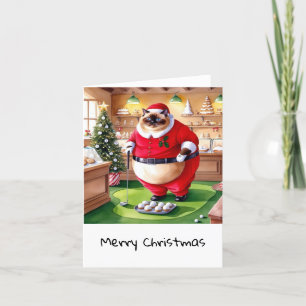 Cartão De Festividades O Natal do Golf temia para o Golfista do Gato