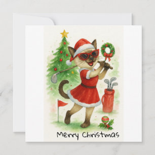 Cartão De Festividades O Natal do Golf temia para o Golfista do Gato