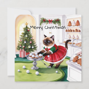 Cartão De Festividades O Natal do Golf temia para o Golfista do Gato