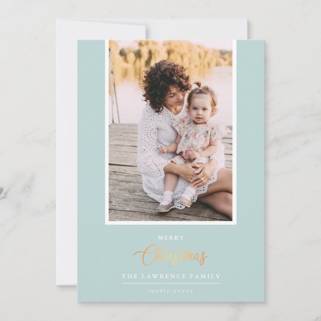 Cartão De Festividades O Natal é Dourado | Mint Fotografia vertical moder (Frente)