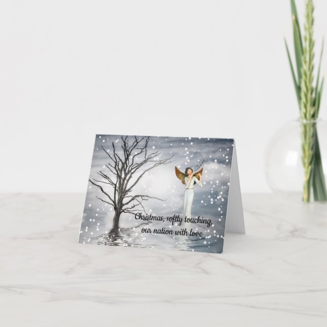 Cartão De Festividades O Natal toca nossa nação com amor (Frente)